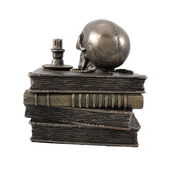 Bronze Wizard`s Study Books and Skull Trinket Stash Box - Picture 3 of 5